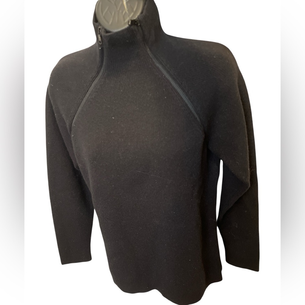 Armani Exchange Black Zip-Neck High Neck Sweater